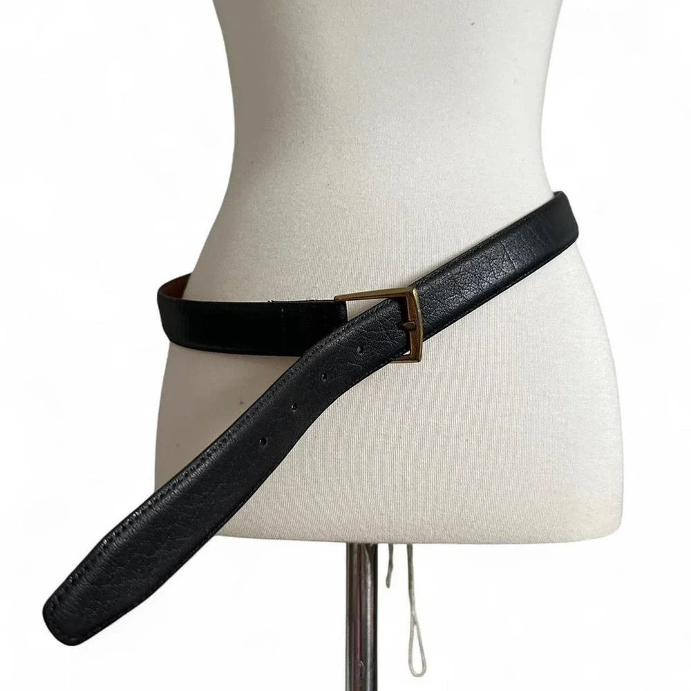 Vintage Italian split leather, bonded brass buckle belt